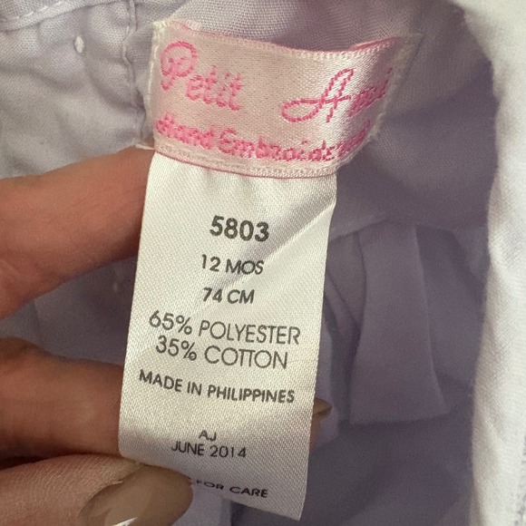 Petit Ami Smocked Lavender Dress 12 Months Short Sleeve Cotton Blend Baby Girl - Picture 5 of 5